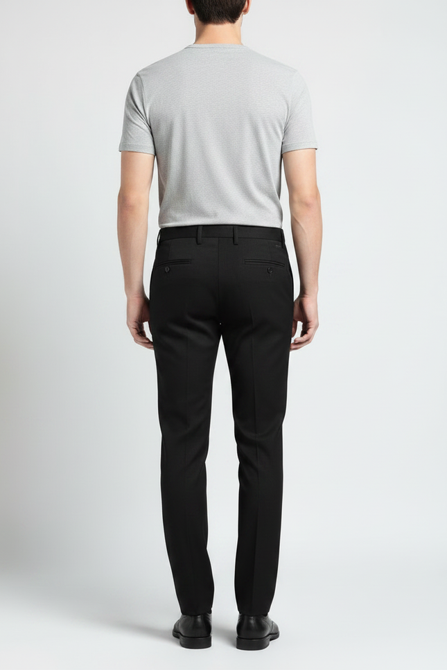 Pantalon Noir Homme Classique Élégant Slim Habillé - Gabardine - vue 2