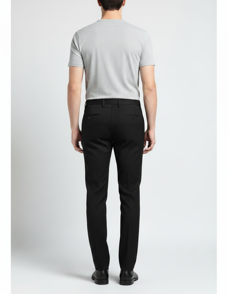 Pantalon Noir Homme Classique Élégant Slim Habillé - Gabardine - vue 2