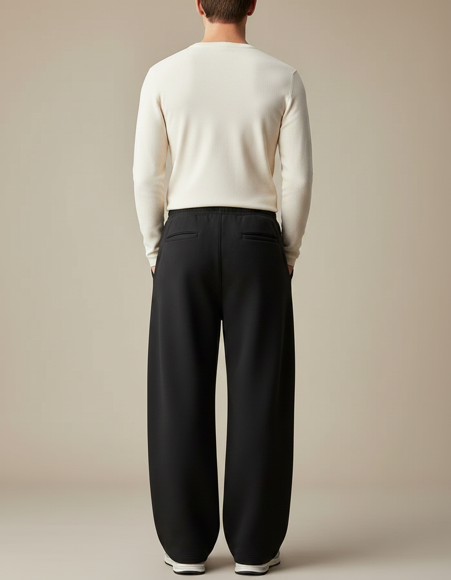 Pantalon Jogging Large Noir - Molleton - vue 2