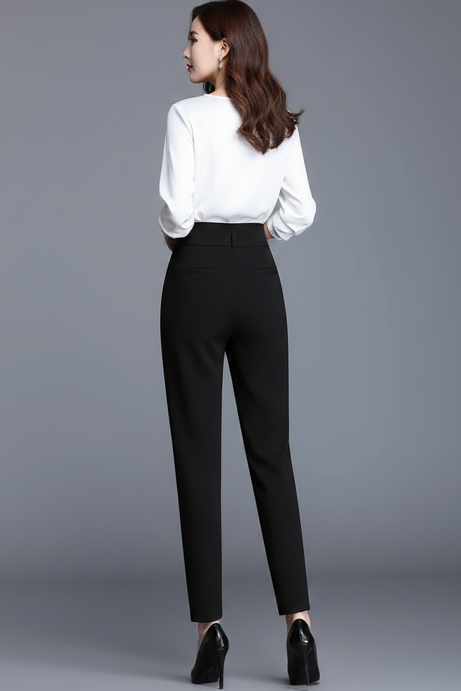 Pantalon Noir Carotte - Polyester - vue 2