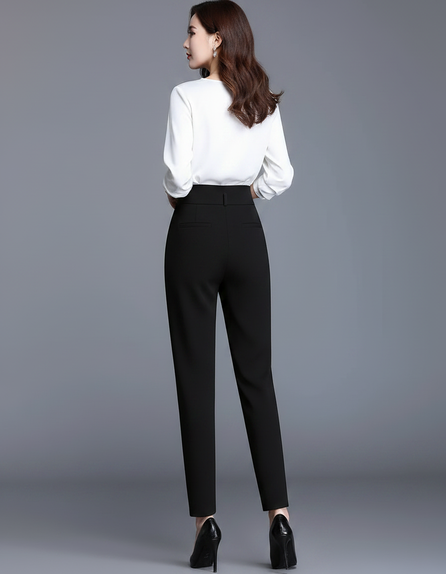 Pantalon Noir Carotte - Polyester - vue 2