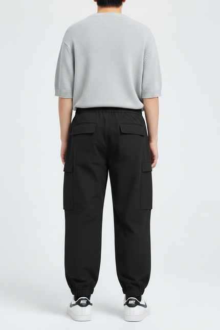 Pantalon Noir Cargo Ample Décontracté Garçon - Polyester - vue 2