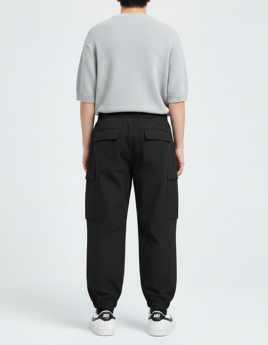 Pantalon Noir Cargo Ample Décontracté Garçon - Polyester - vue 2