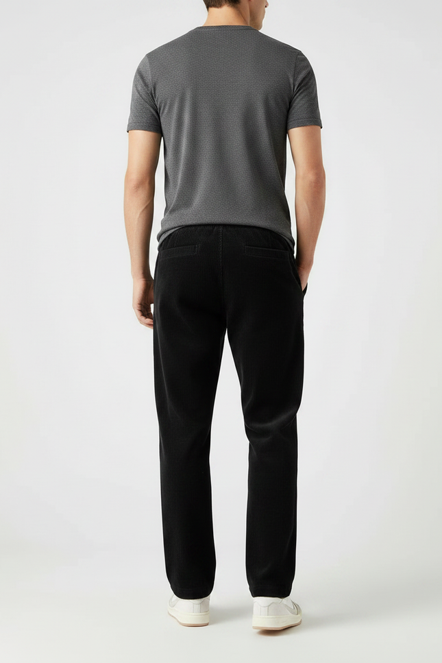 Pantalon Velours Côtelé Noir Homme - Cordé - vue 2