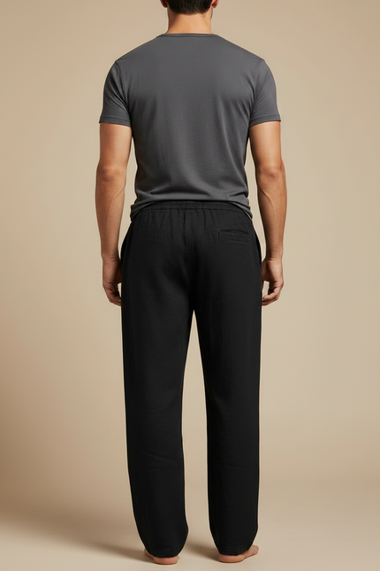 Pantalon Lin Noir Large - vue 2