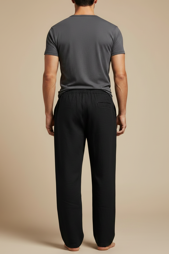 Pantalon Lin Noir Large - vue 2