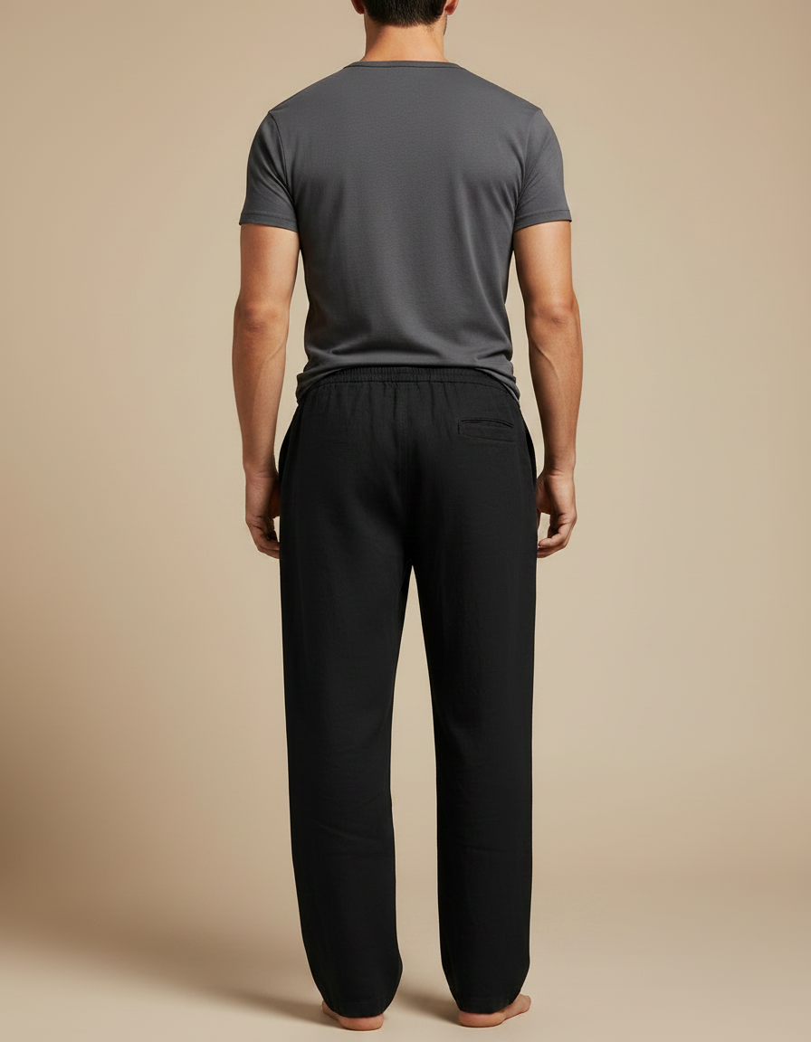 Pantalon Lin Noir Large - vue 2