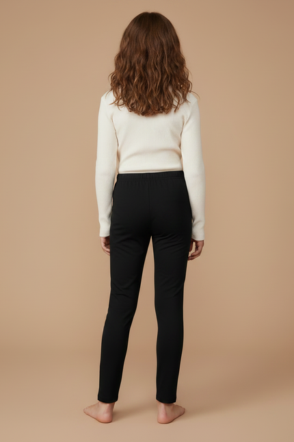 Pantalon Noir Confortable Fille Coton Stretch - Molleton - vue 2