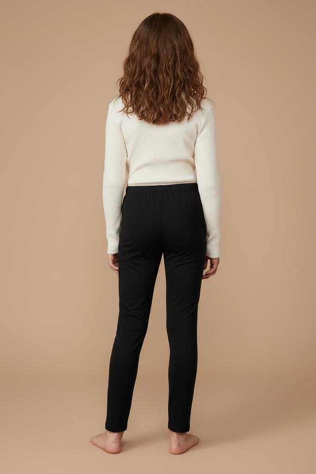 Pantalon Noir Confortable Fille Coton Stretch - Molleton - vue 2