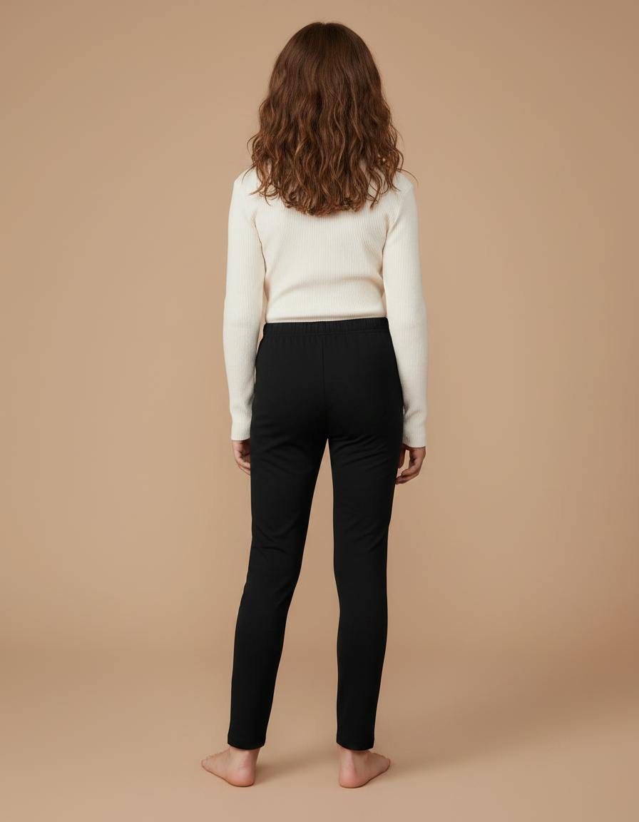 Pantalon Noir Confortable Fille Coton Stretch - Molleton - vue 2