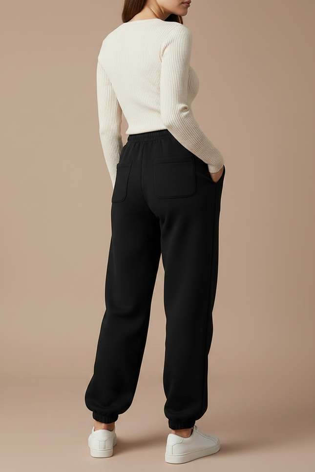 Pantalon Coton Noir Femme - Molleton - vue 2