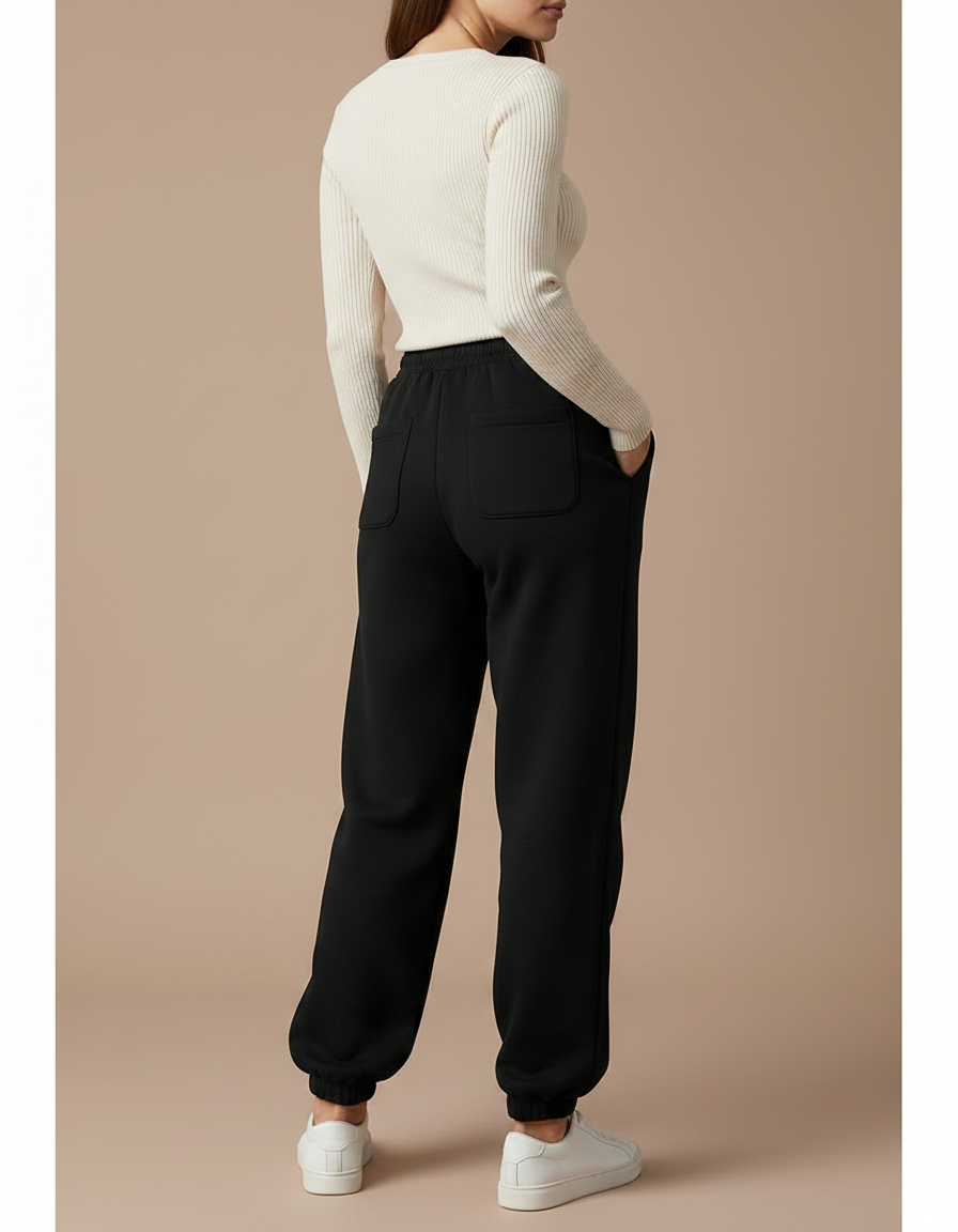 Pantalon Coton Noir Femme - Molleton - vue 2