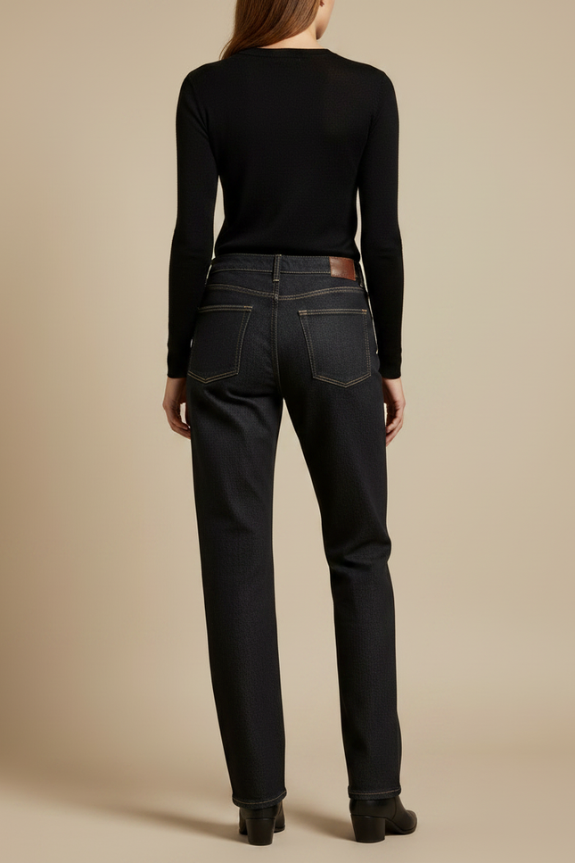 Pantalon Noir Droit Denim Taille Haute Femme - Jean - vue 2