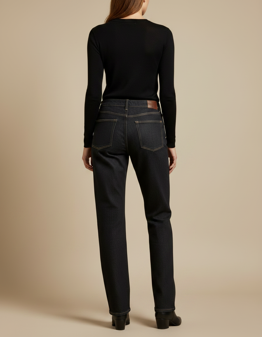 Pantalon Noir Droit Denim Taille Haute Femme - Jean - vue 2
