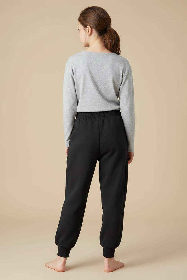 Pantalon Noir Ample Molletonné Confortable Enfant - vue 2