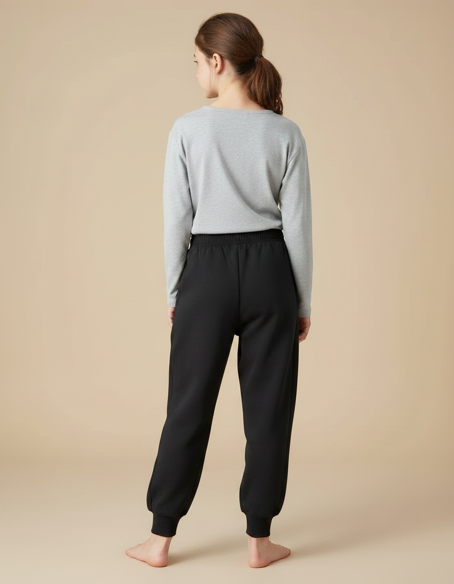 Pantalon Noir Ample Molletonné Confortable Enfant - vue 2