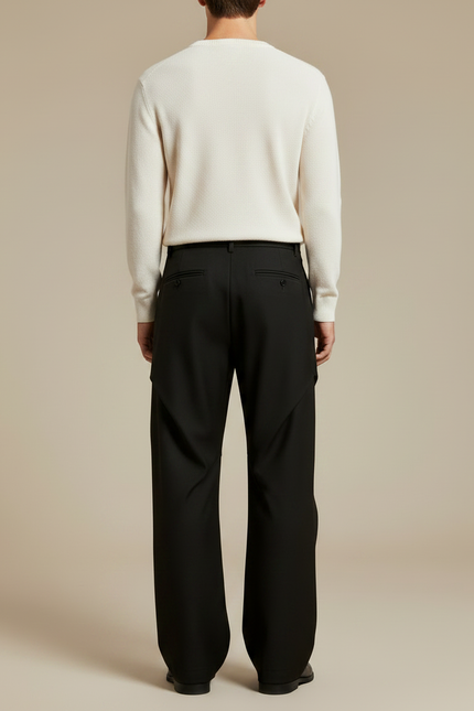 Pantalon Noir Droit Ample Homme Élégant - Gabardine - vue 2