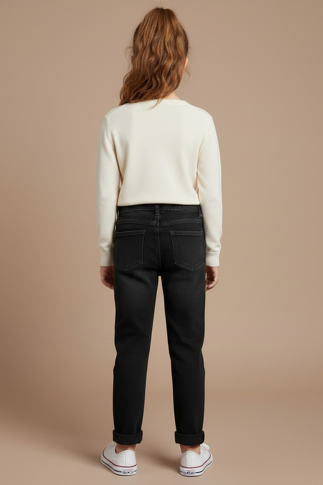 Pantalon Noir Jean Enfant Coupe Droite Décontracté - vue 2