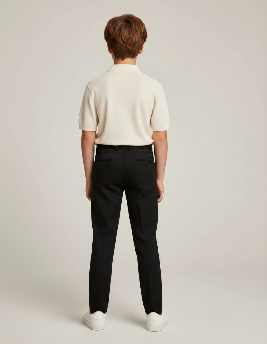 Pantalon Noir Ajusté Garçon Classique Élégant - Gabardine - vue 2