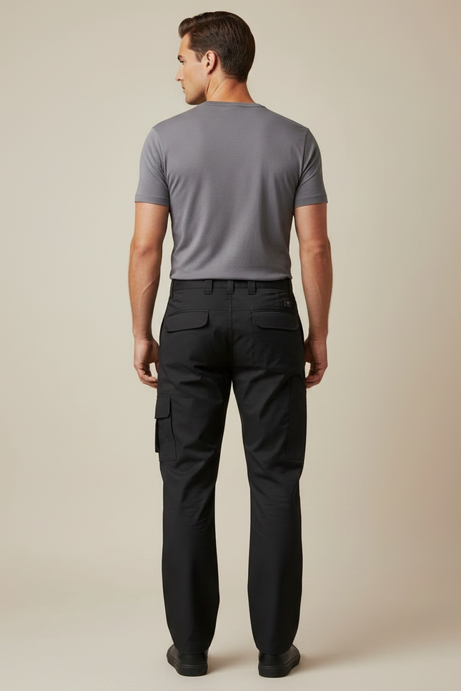 Pantalon Noir Cargo Multi-poches Décontracté Homme - Polyester - vue 2