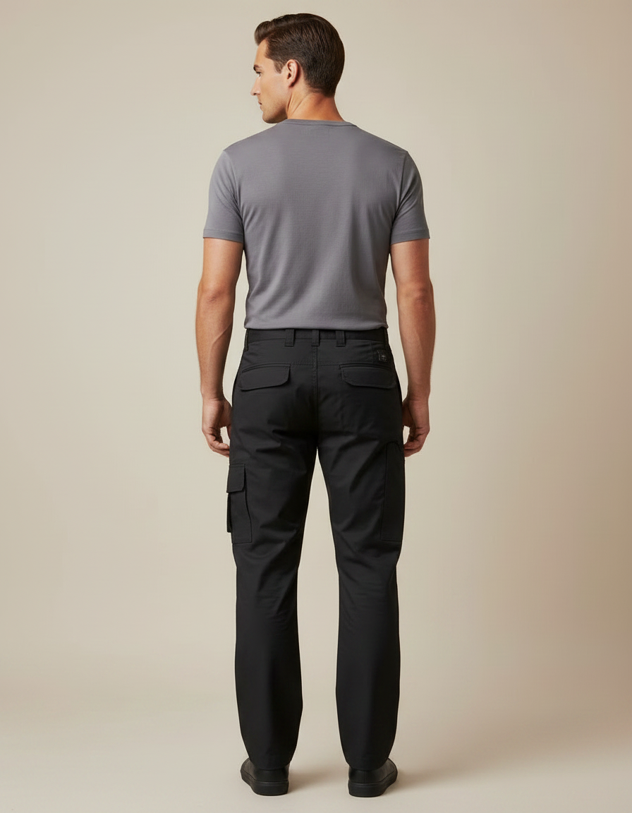 Pantalon Noir Cargo Multi-poches Décontracté Homme - Polyester - vue 2