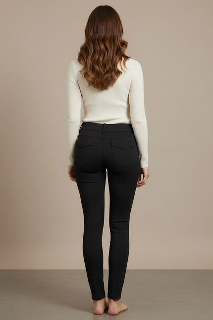 Pantalon Noir Ajusté Équitation Poches Femme - Polyester - vue 2