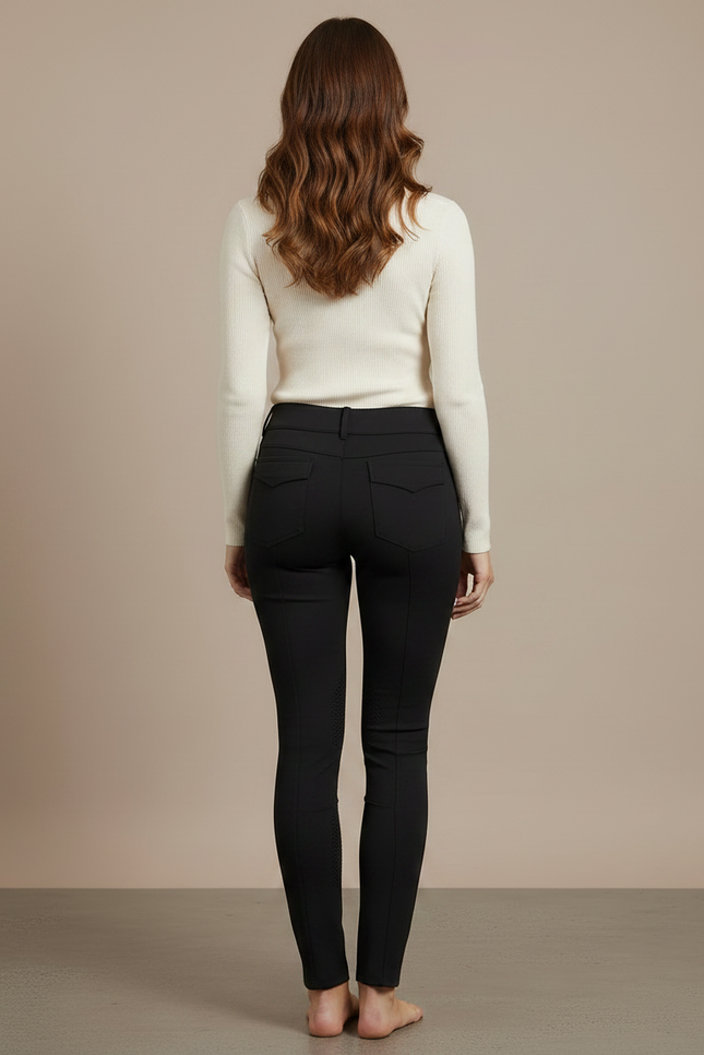 Pantalon Noir Ajusté Équitation Poches Femme - Polyester - vue 2