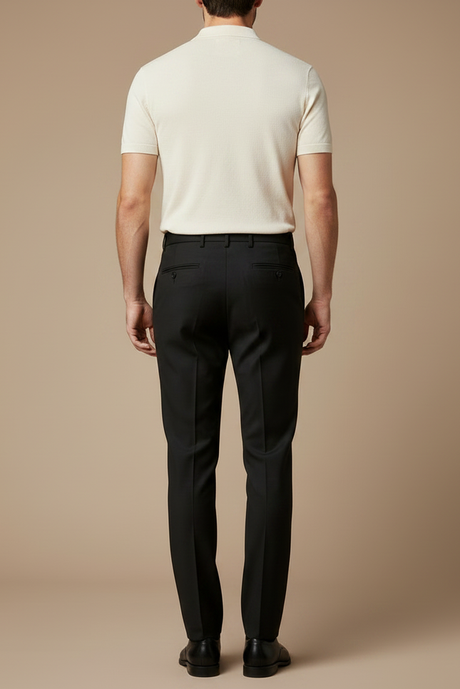 Pantalon Noir Homme Slim Habillé Élégant Formel - Gabardine - vue 2