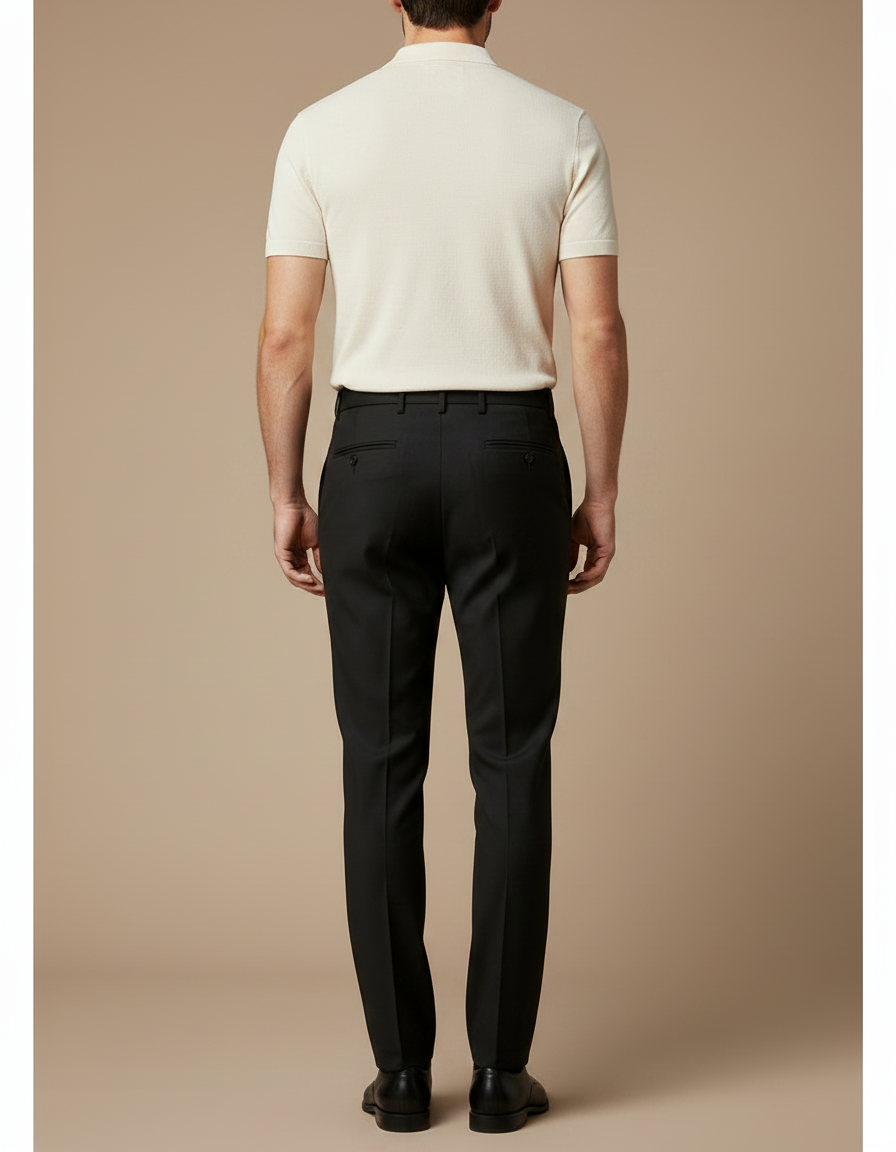 Pantalon Noir Homme Slim Habillé Élégant Formel - Gabardine - vue 2