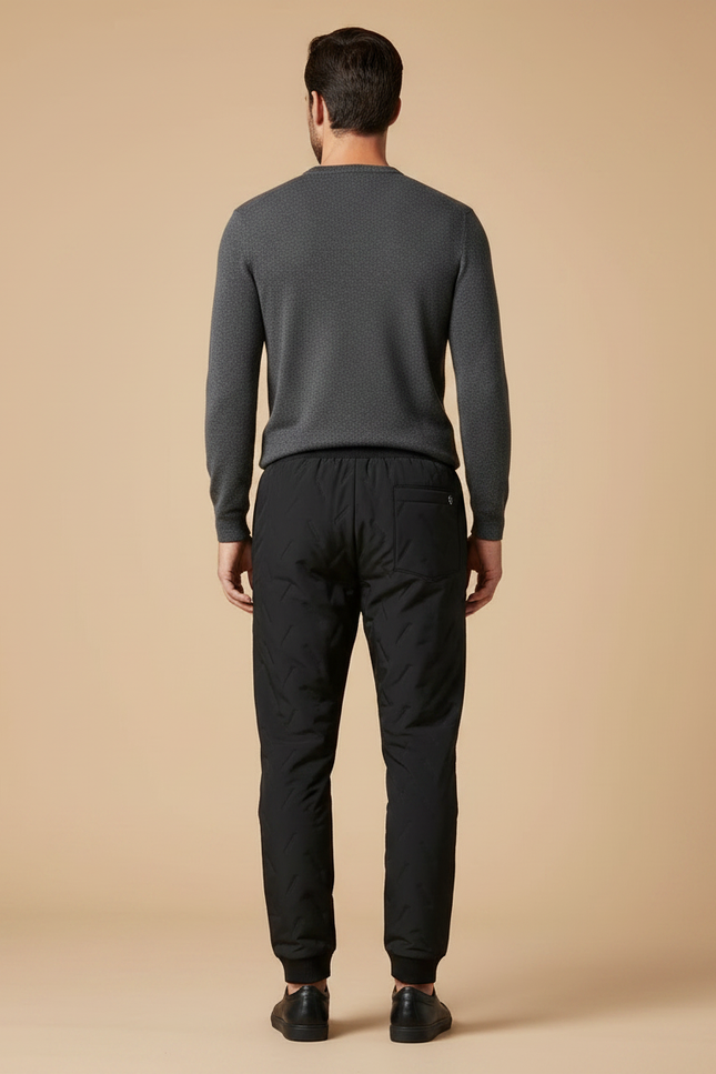 Pantalon Noir Matelassé, Décontracté, Motif Géométrique, Homme - Polyester - vue 2