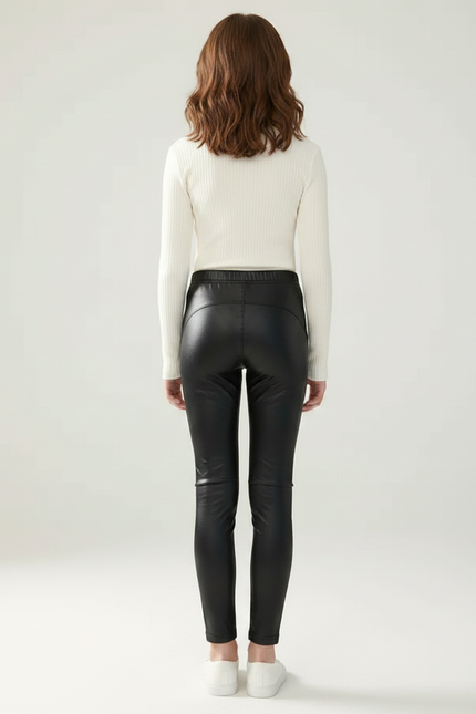 Pantalon Noir Similicuir Fille Slim Brillant - Simili cuir - vue 2