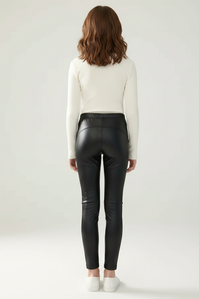 Pantalon Noir Similicuir Fille Slim Brillant - Simili cuir - vue 2