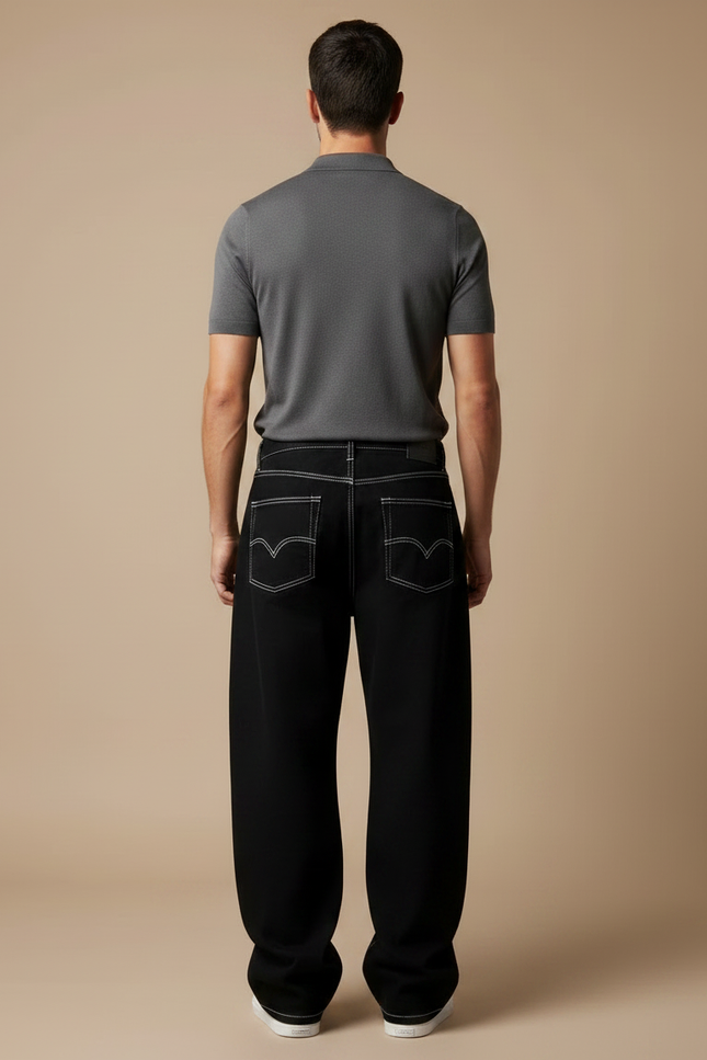 Pantalon Noir Denim Ample Tribal Streetwear - Jean - vue 2