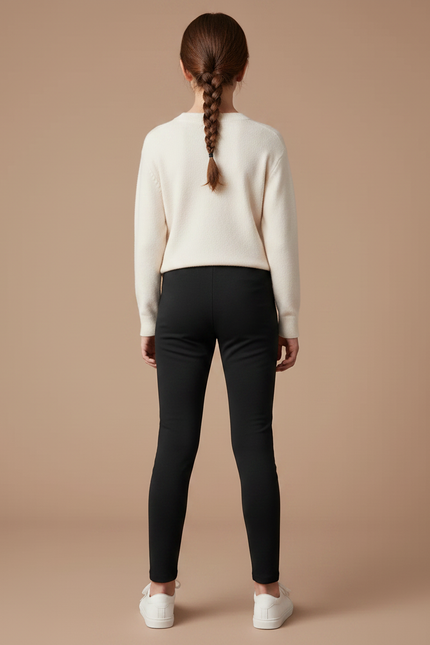 Pantalon Noir Extensible Confortable Slim Fille - Maille - vue 2