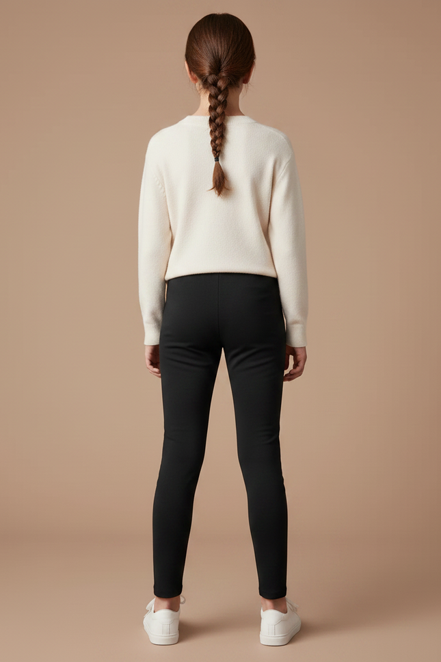 Pantalon Noir Extensible Confortable Slim Fille - Maille - vue 2