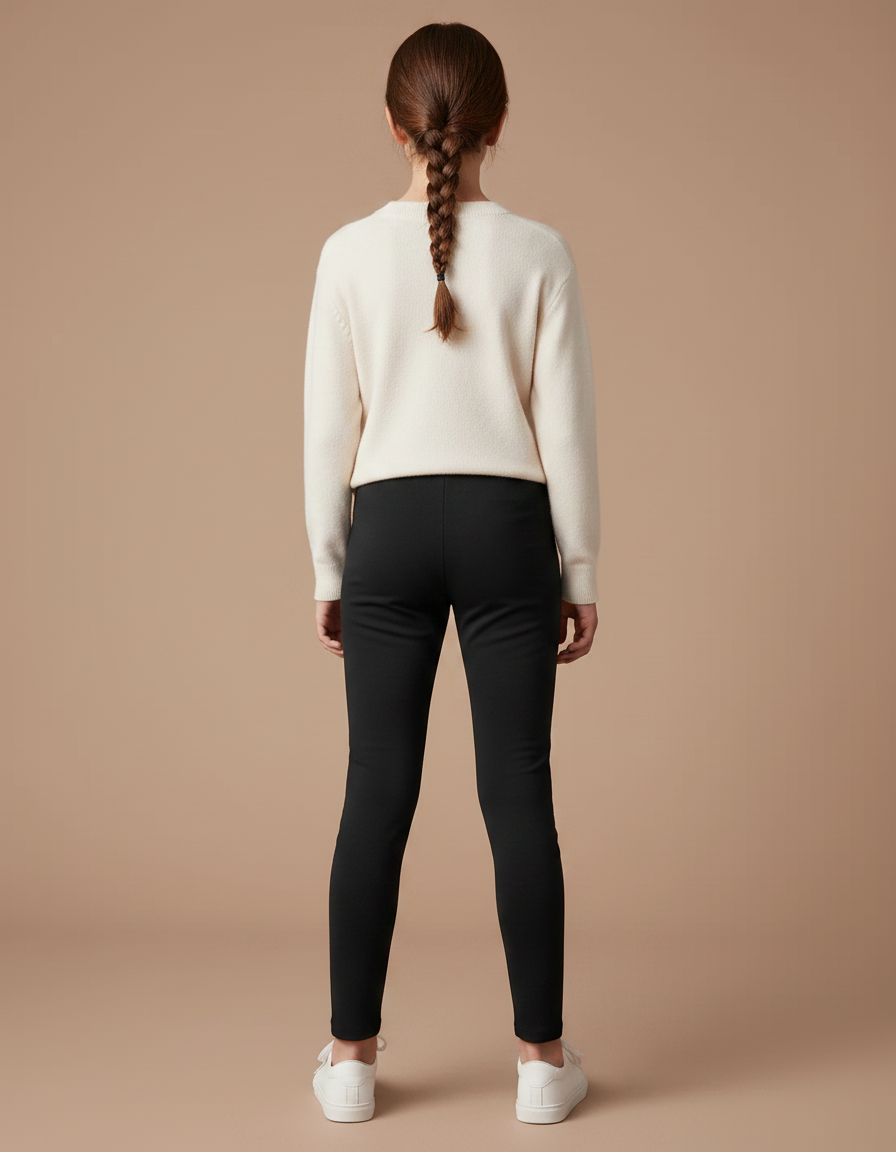 Pantalon Noir Extensible Confortable Slim Fille - Maille - vue 2