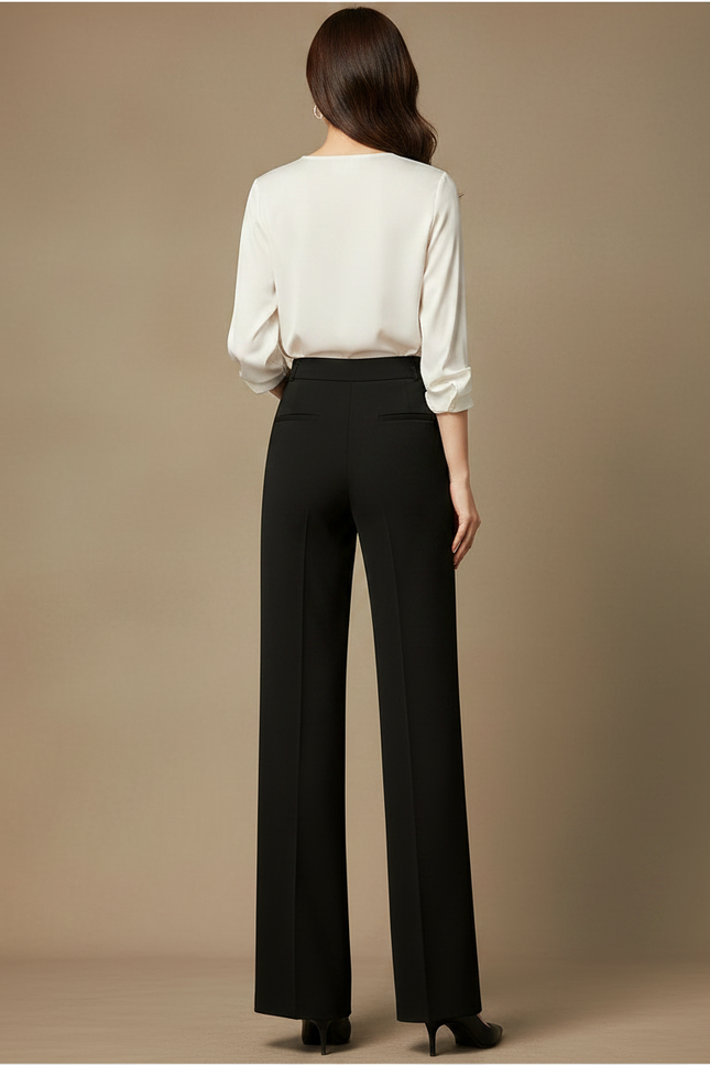 Pantalon Coupe Droite Noir Femme - Gabardine - vue 2