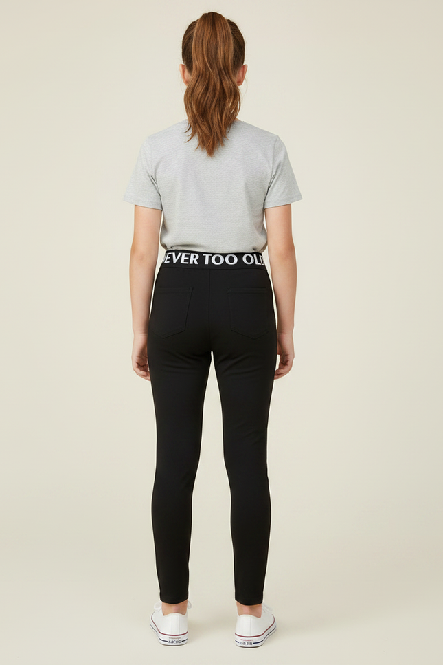 Pantalon Noir Fille Slim Imprimé Sport Décontracté - Polyester - vue 2