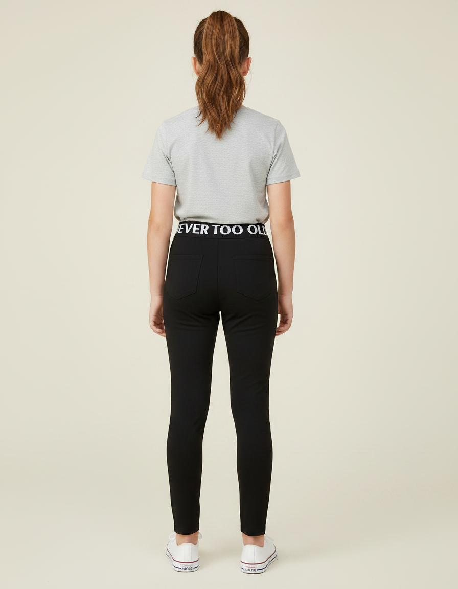 Pantalon Noir Fille Slim Imprimé Sport Décontracté - Polyester - vue 2