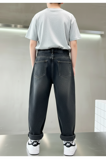 Pantalon Noir Ample Denim Hiver Décontracté - Jean - vue 2