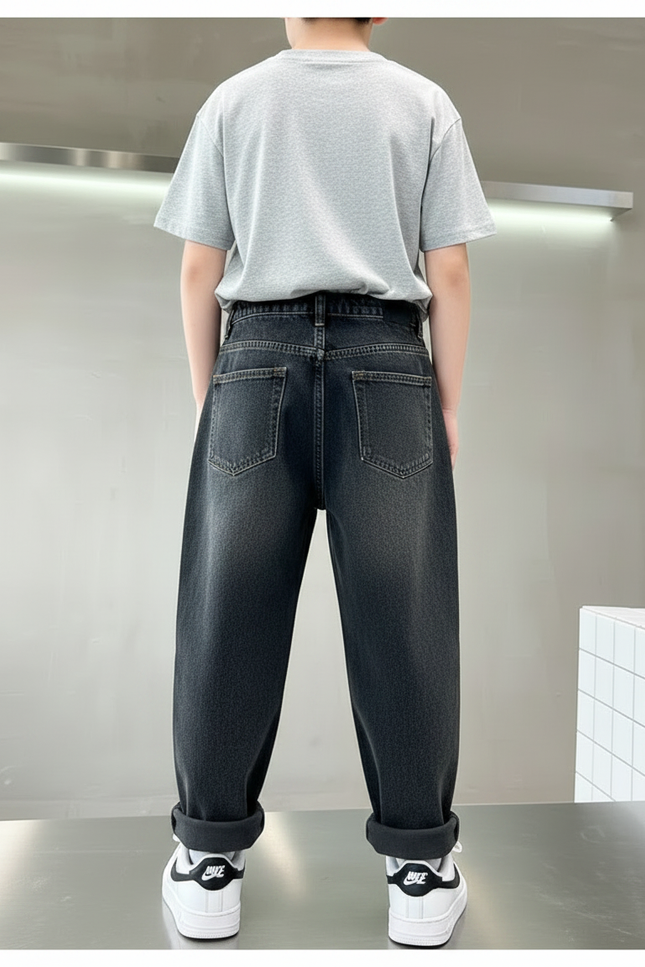 Pantalon Noir Ample Denim Hiver Décontracté - Jean - vue 2