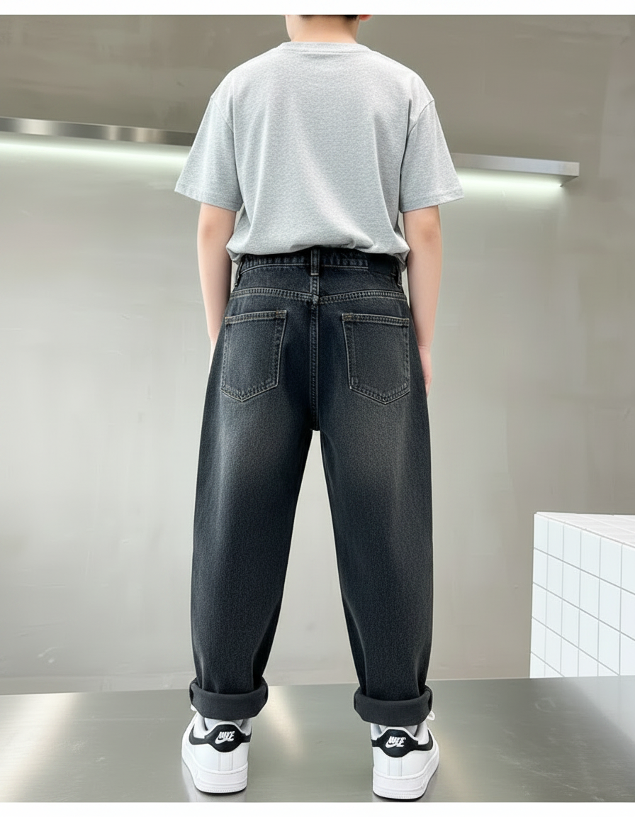 Pantalon Noir Ample Denim Hiver Décontracté - Jean - vue 2