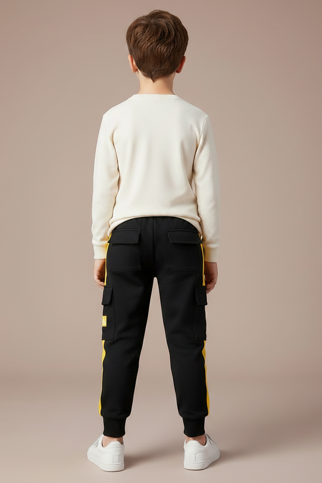 Pantalon Multipoche Noir - Molleton - vue 2