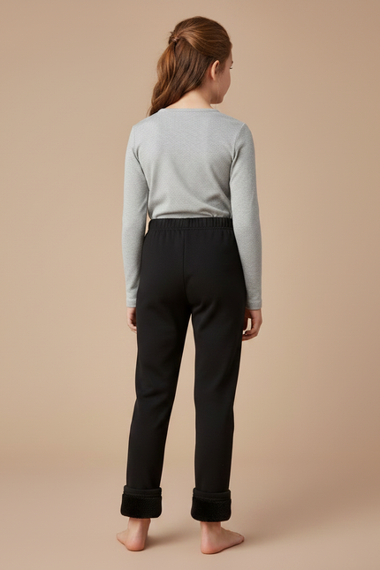 Pantalon Noir Doublé Polaire Hiver Chaud Enfant - Molleton - vue 2