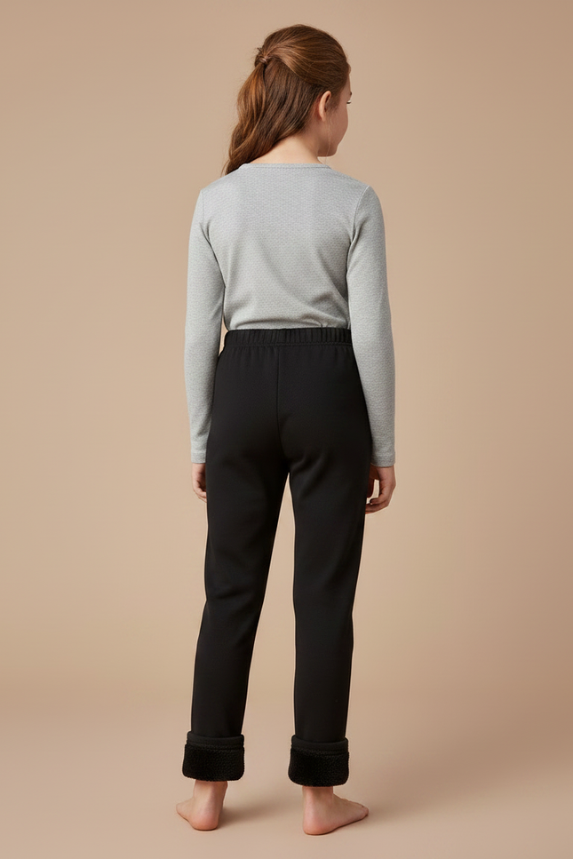 Pantalon Noir Doublé Polaire Hiver Chaud Enfant - Molleton - vue 2