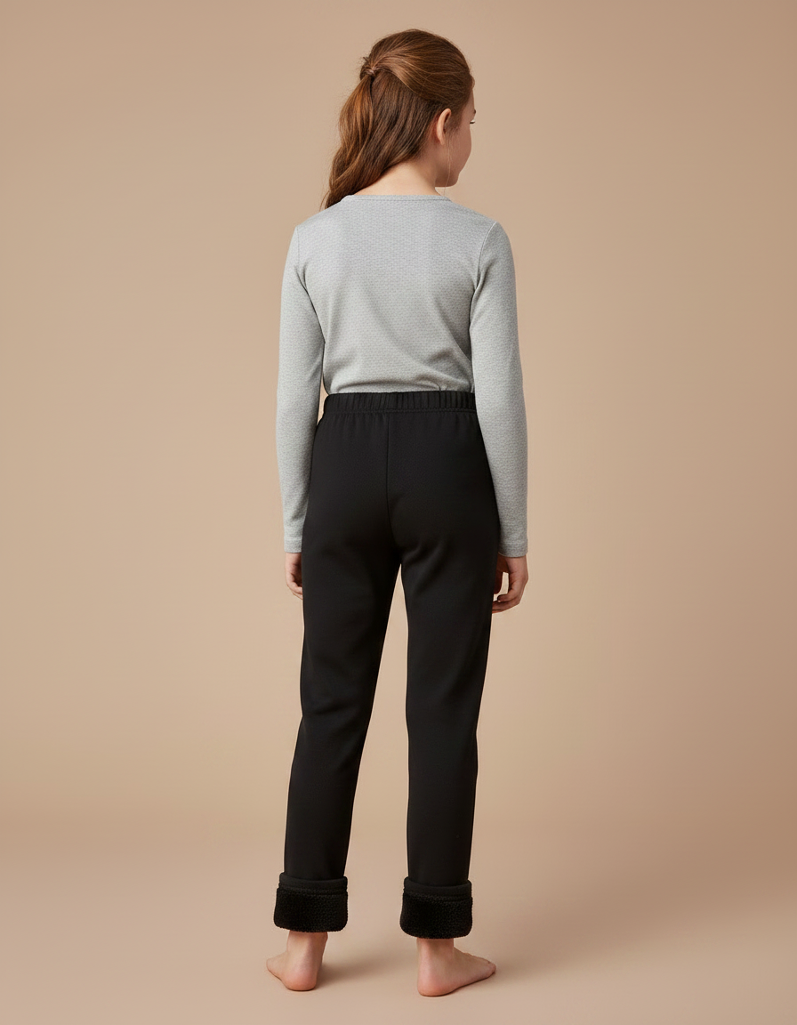 Pantalon Noir Doublé Polaire Hiver Chaud Enfant - Molleton - vue 2