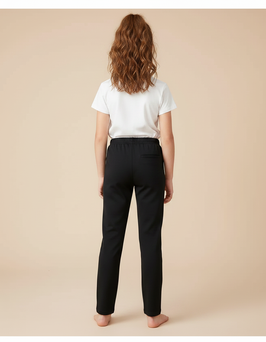 Pantalon Noir Enfant Décontracté Simple Uni - Molleton - vue 2