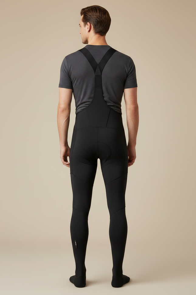 Pantalon Noir Cyclisme Thermique Polaire Bretelles Rembourré - Molleton - vue 2