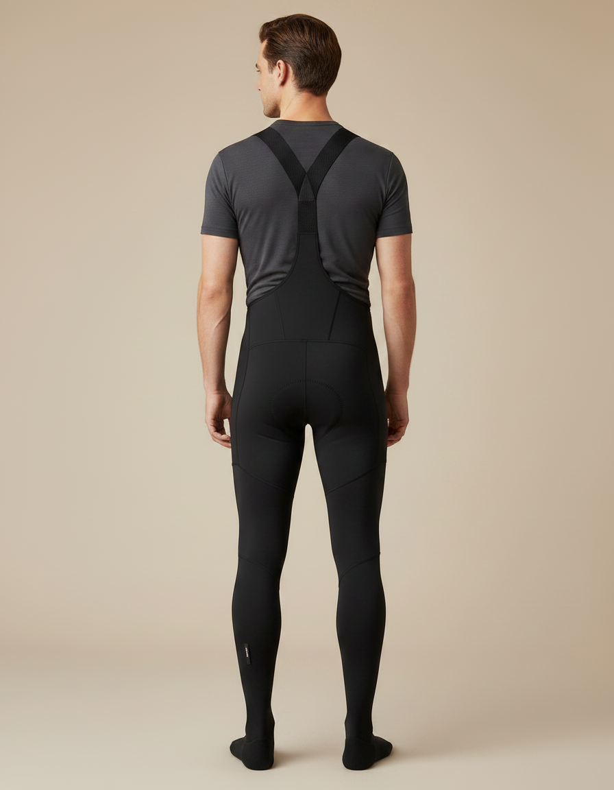 Pantalon Noir Cyclisme Thermique Polaire Bretelles Rembourré - Molleton - vue 2