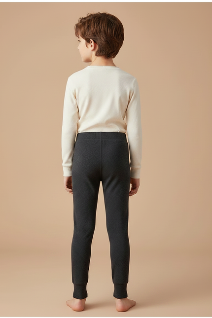 Pantalon Noir Doux Confortable Extensible Enfant - Gris Molleton - vue 2